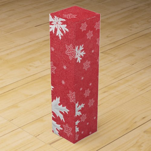 Snowflakes at Christmas Eve Postcard Wine Box