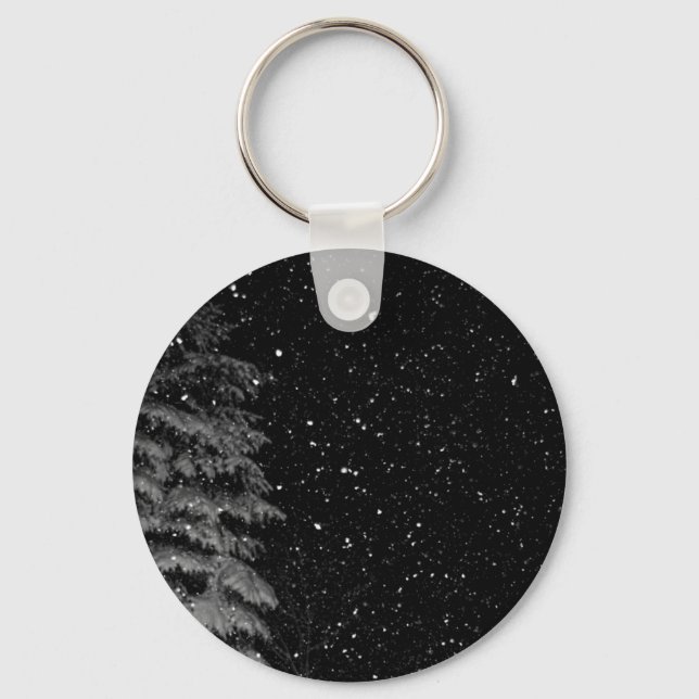 snowflakes at night  unique photograph keychain (Front)