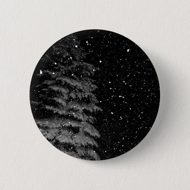 snowflakes at night  unique photograph pinback button (Front)