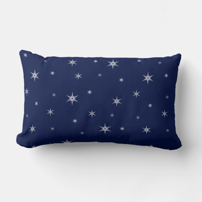 Snowflakes At Night | Winter Time Lumbar Pillow (Front)