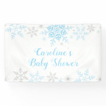 Snowflakes Baby Boy Shower Blue and Silver Glitter Banner