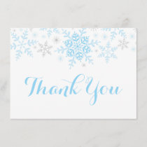 Snowflakes Baby Boy Shower Blue Silver Thank You Invitation