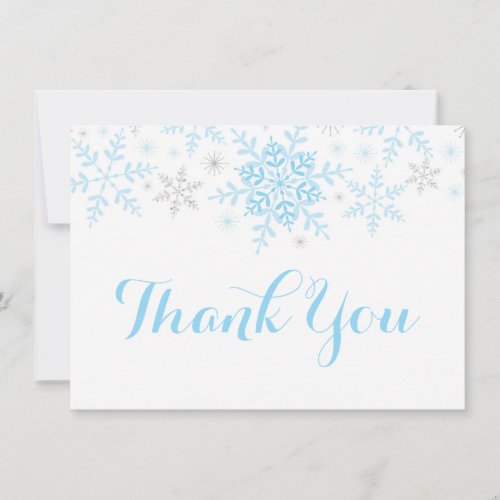 Snowflakes Baby Boy Shower Blue Silver Thank You Invitation