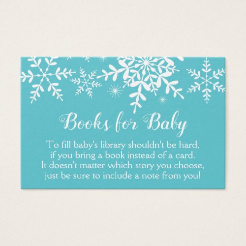 Snowflakes Baby Boy Shower Turquoise Bring a Book