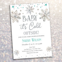 Snowflakes Baby It's Cold Outside Baby Shower Invitation