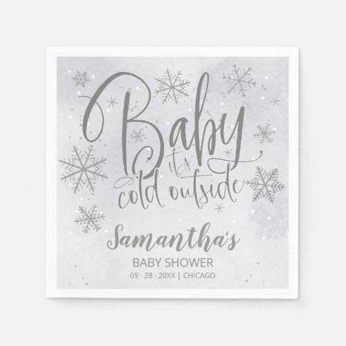 Snowflakes Baby Its Cold Outside Baby Shower Napk Napkins