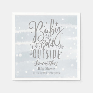 Snowflakes Baby It's Cold Outside Baby Shower Napkins