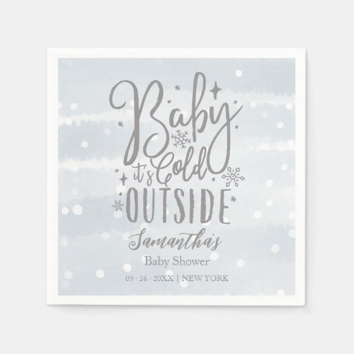 Snowflakes Baby Its Cold Outside Baby Shower Napkins