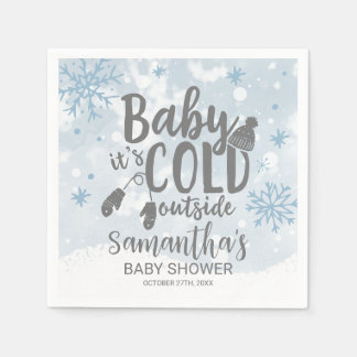 Snowflakes Baby It's Cold Outside Baby Shower Napkins