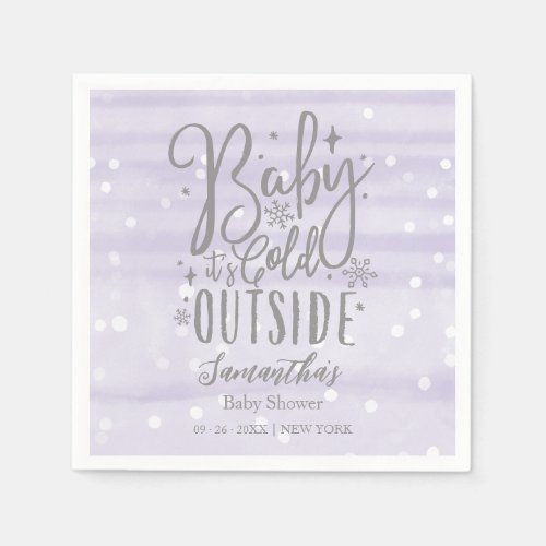 Snowflakes Baby Its Cold Outside Baby Shower Napkins