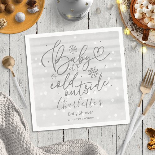 Snowflakes Baby Its Cold Outside Baby Shower Napkins