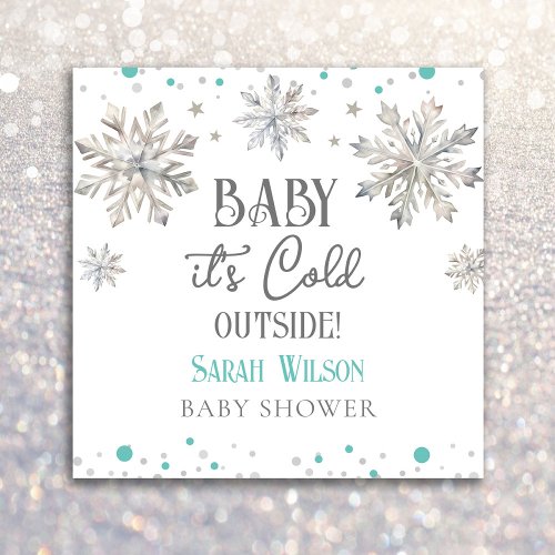Snowflakes Baby its cold outside baby shower Napkins