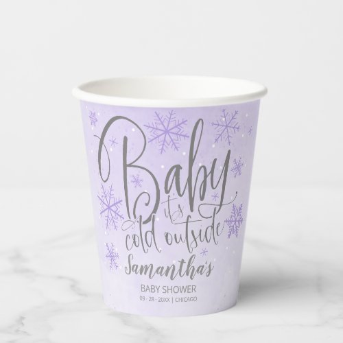 Snowflakes Baby Its Cold Outside Baby Shower Pape Paper Cups