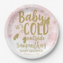 Snowflakes Baby It's Cold Outside Baby Shower Pape Paper Plates