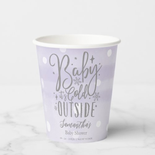 Snowflakes Baby Its Cold Outside Baby Shower Paper Cups