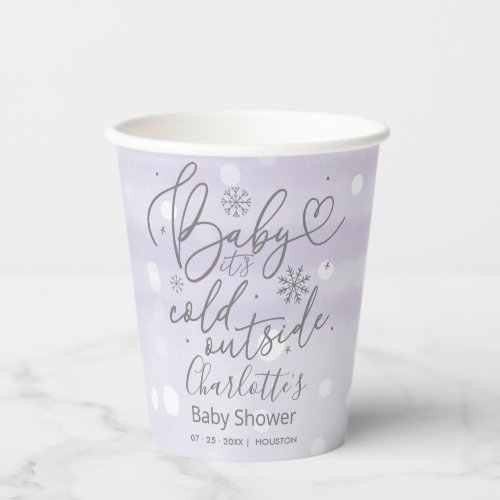 Snowflakes Baby Its Cold Outside Baby Shower Paper Cups