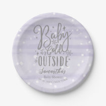 Snowflakes Baby It's Cold Outside Baby Shower Paper Plates