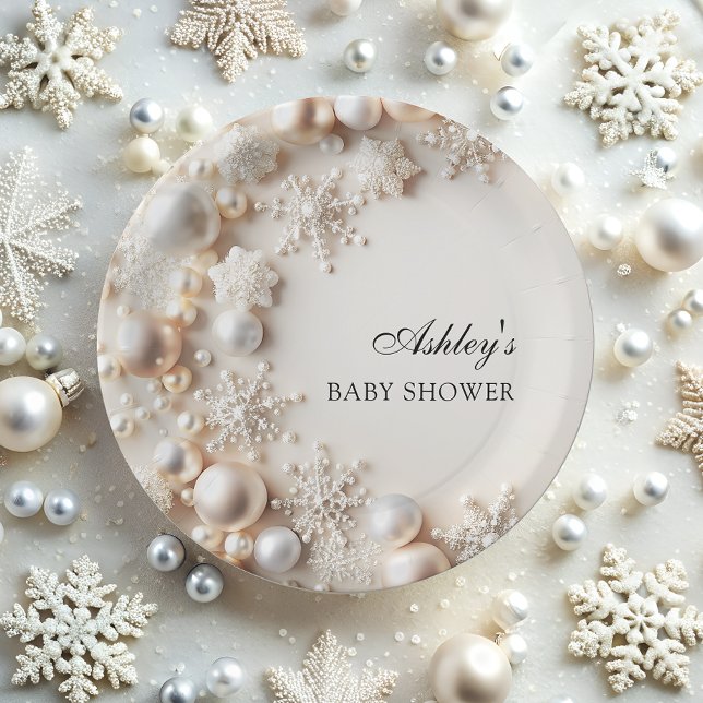 Snowflakes Baby Its Cold Outside Baby Shower Paper Plates (Creator Uploaded)