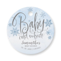 Snowflakes Baby It's Cold Outside Boy Baby Shower  Favor Tags