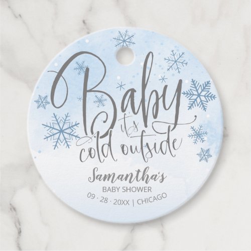 Snowflakes Baby Its Cold Outside Boy Baby Shower  Favor Tags