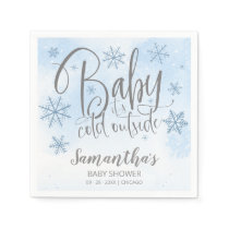 Snowflakes Baby It's Cold Outside Boy Baby Shower  Napkins