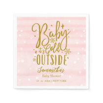 Snowflakes Baby It's Cold Outside Girl Baby Shower Napkins