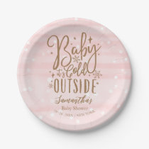 Snowflakes Baby It's Cold Outside Girl Baby Shower Paper Plates