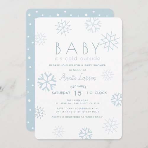 Snowflakes Baby Its Cold Outside Shower Invitation
