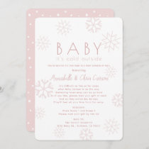 Snowflakes Baby Its Cold Pink Baby Shower by Mail Invitation