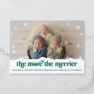 Snowflakes Baby Multiples The More the Merrier Letterpress Photo Cards