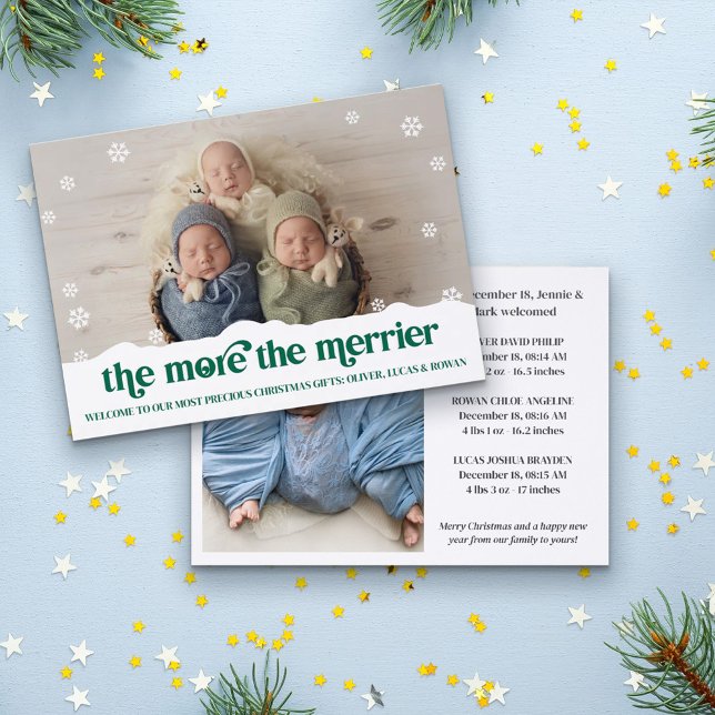Snowflakes Baby Multiples The More the Merrier Letterpress Photo Cards (Creator Uploaded)