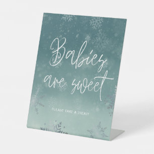 Snowflakes Baby Shower Babies Sweet Pedestal Sign