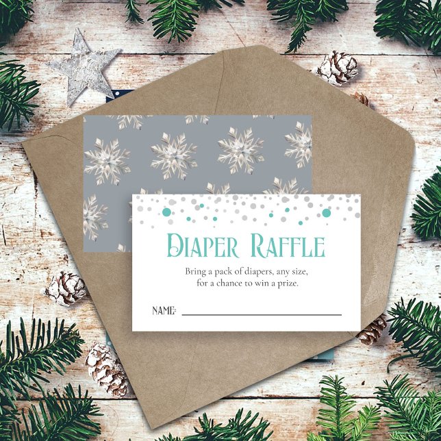 Snowflakes Baby Shower Diaper Raffle Enclosure Card (Creator Uploaded)