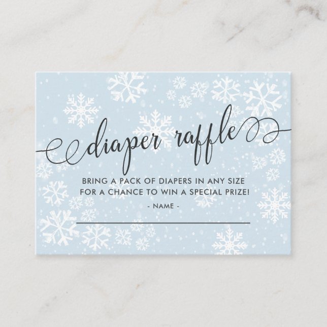 Snowflakes Baby Shower Diaper Raffle Ticket Enclosure Card (Front)