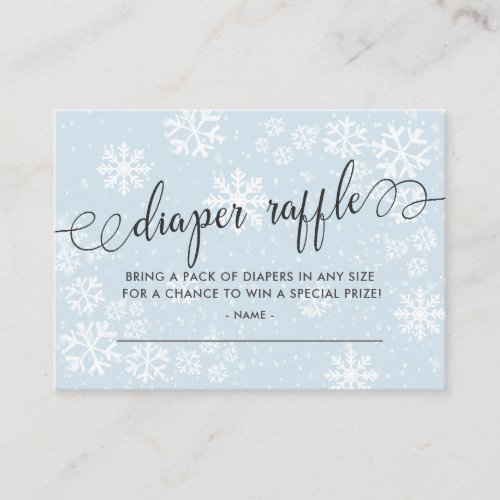 Snowflakes Baby Shower Diaper Raffle Ticket Enclosure Card