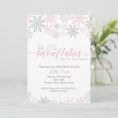 Snowflakes Baby Shower, Twin Girls, Winter, Twins Invitation (Standing Front)
