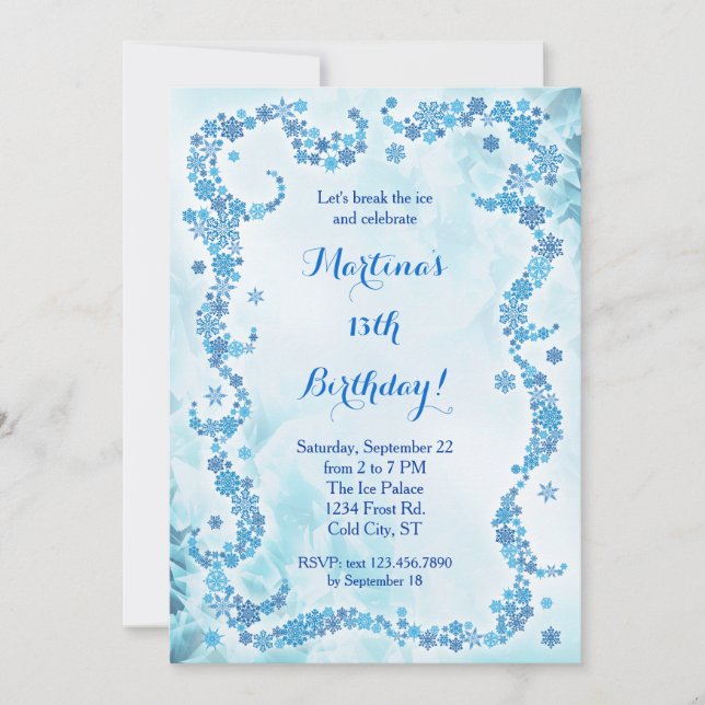 Snowflakes Birthday Invitation (Front)