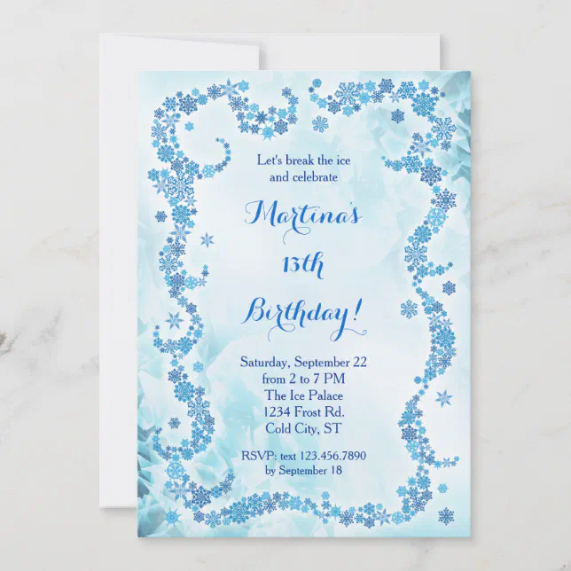 Snowflakes Birthday Invitation | Zazzle