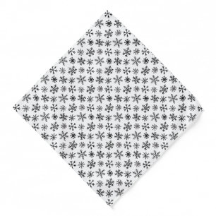 Snowflakes Black and White Pattern Bandana