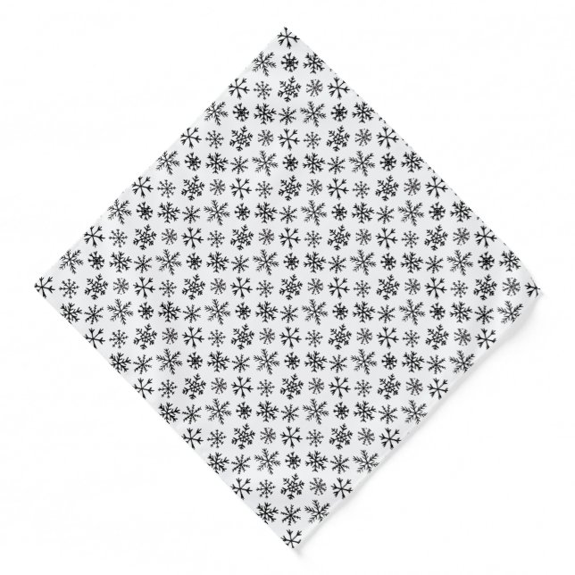 Snowflakes Black and White Pattern Bandana (Front)