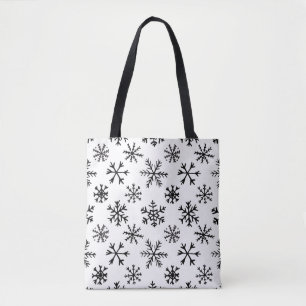 Snowflakes Black and White Pattern Tote Bag