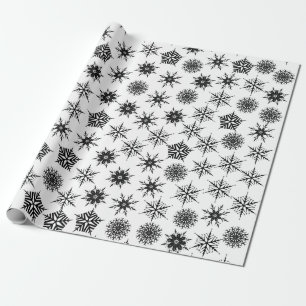 Snowflakes black and White Pattern Wrapping Paper