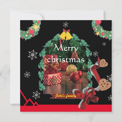 Snowflakes black arch photo chic merry christmas holiday card