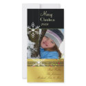 Snowflakes ~ black, gold tone christmas photo cards