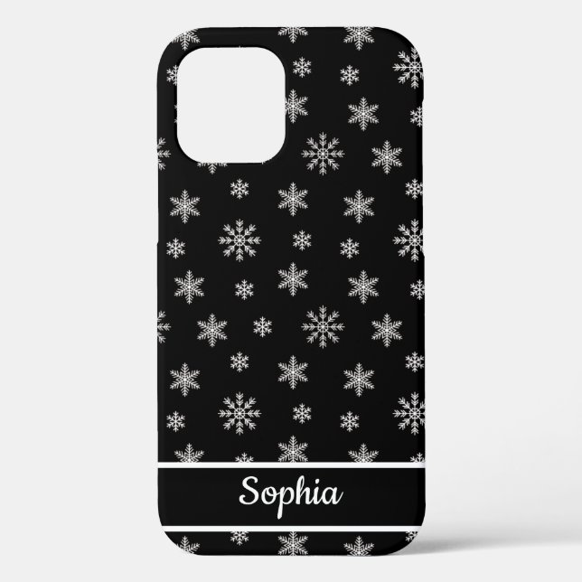 Snowflakes Black pattern personalized name Case-Mate iPhone Case (Back)