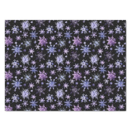 Snowflakes black purple tissue paper