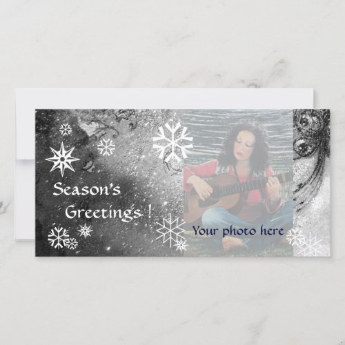 SNOWFLAKES black whitegrey Holiday Card