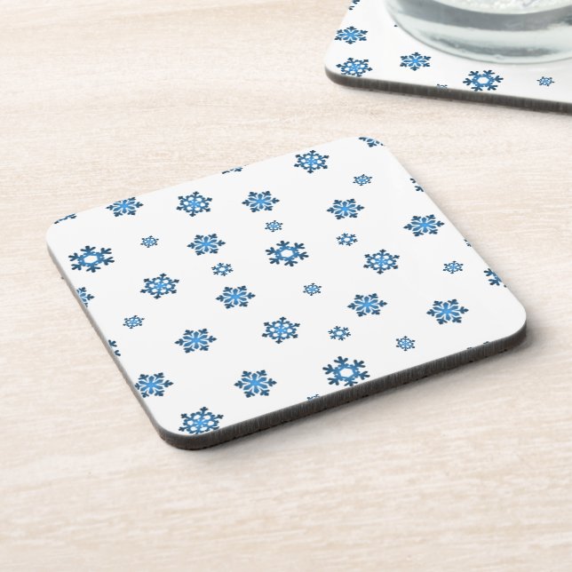 Snowflakes (Blue & Black) Drink Coaster (Left Side)