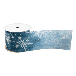Snowflakes,Blue,Christmas Satin Ribbon