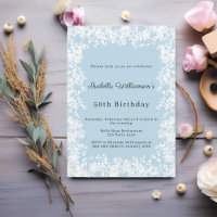 Snowflakes blue elegant winter birthday party